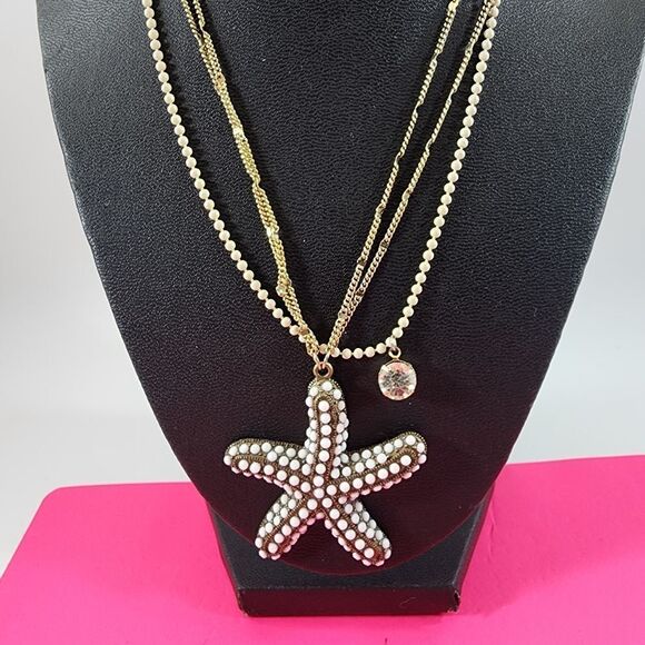 Betsey Johnson vintage starfish 3 chain necklace - Picture 2 of 5